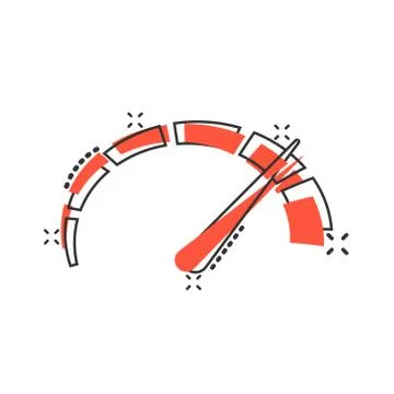 Meter dashboard icon in comic style. Credit score indicator level vector cart Stock Illustration
