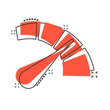 Meter dashboard icon in comic style. Credit score indicator level vector cart Stock Illustration