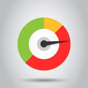 Meter dashboard icon in flat style. Credit score indicator level vector illus Stock Illustration