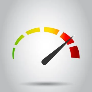 Meter dashboard icon in flat style. Credit score indicator level vector illus Stock Illustration