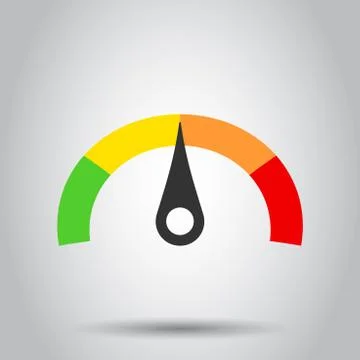 Meter dashboard icon in flat style. Credit score indicator level vector illus Stock Illustration