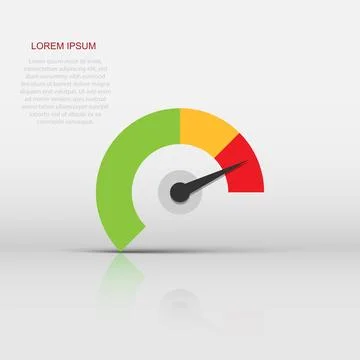Meter dashboard icon in flat style. Credit score indicator level vector ill.. Stock Illustration