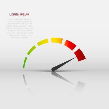 Meter dashboard icon in flat style. Credit score indicator level vector ill.. Stock Illustration
