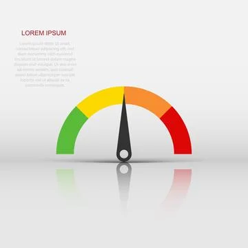 Meter dashboard icon in flat style. Credit score indicator level vector ill.. Stock Illustration