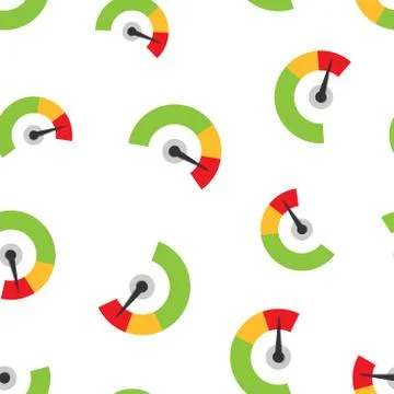 Meter dashboard icon seamless pattern background. Credit score indicator leve Stock Illustration