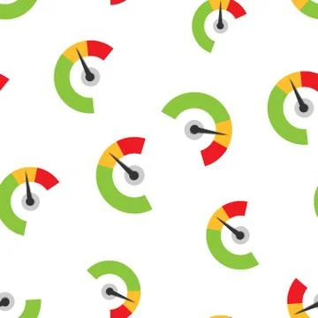 Meter dashboard icon seamless pattern background. Credit score indicator leve Stock Illustration