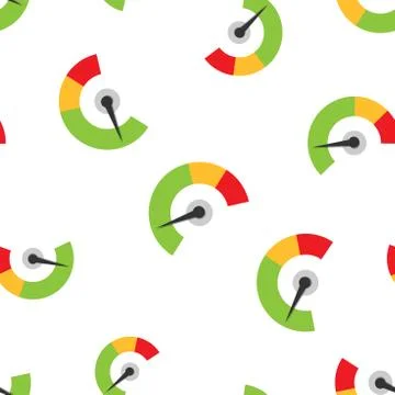 Meter dashboard icon seamless pattern background. Credit score indicator leve Stock Illustration