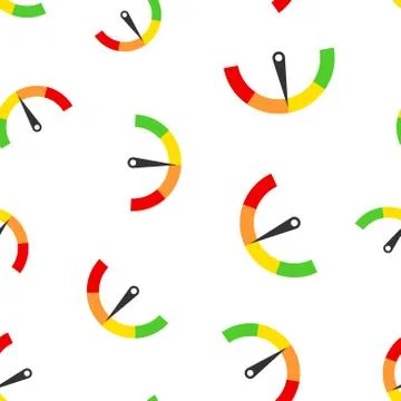 Meter dashboard icon seamless pattern background. Credit score indicator leve Stock Illustration
