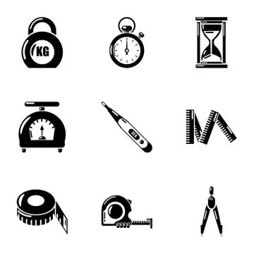 Meter icons set, simple style Stock Illustration