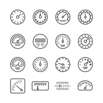 Meter manometers speed clock measure line vector icons イラスト素材