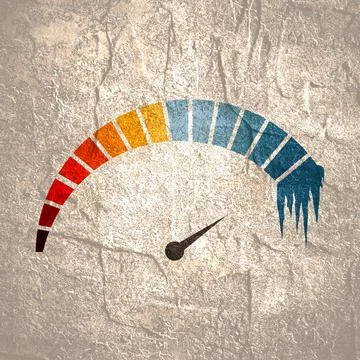 Meter scale with arrow and ice. The temperature measuring device icon. Sign Stock Illustration