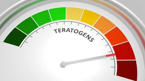 Meter scale with arrow. Teratogens measuring device. Tachometer, speedometer or Stock Illustration