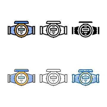 Meter set water saving color icon vector イラスト素材