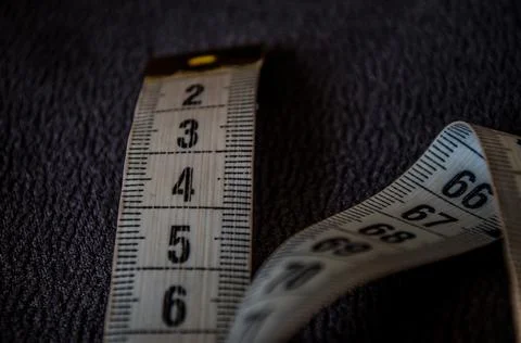 Meter for sewing close up. Meter on fabric Stock Photos