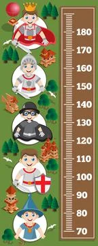 Meter wall with medieval heroes. Stock Illustration