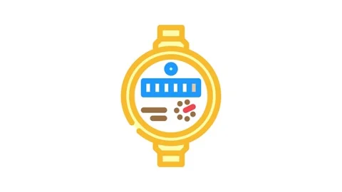 Meter water saving color icon animation Stock Footage 327260532