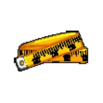 Meter yellow measuring tape pixel art vector illustration Stock Illustration