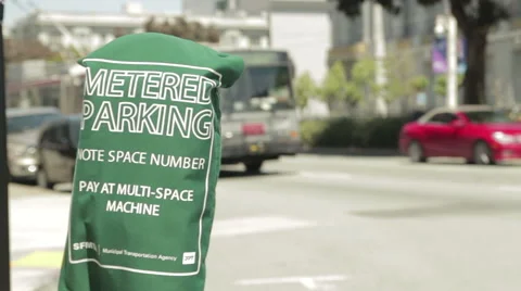 Metered Parking Sign Stock Footage 46090825
