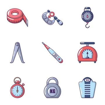 Metering icons set, flat style 스톡 일러스트