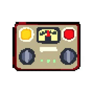 Meters retro control panel pixel art vector illustration Ilustração Stock