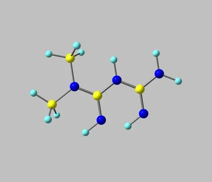Metformin molecule isolated on grey Stock Illustration