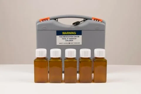 Methadone Daily Dose &amp; Lockbox Stockfoto's
