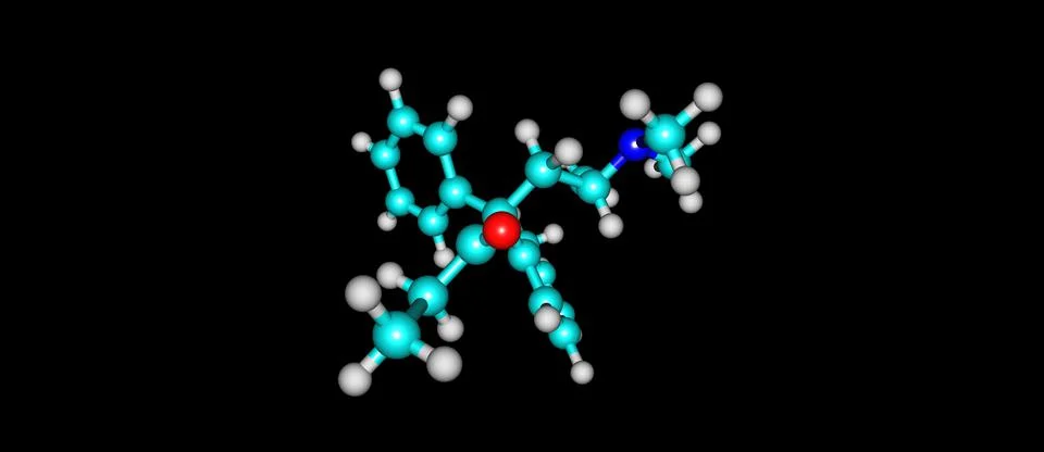 Methadone molecular structure isolated on black Stock Illustration