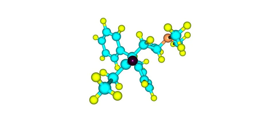 Methadone molecular structure isolated on white Stock Illustration