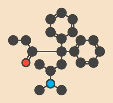 Methadone opioid dependency drug molecule Stock Illustration