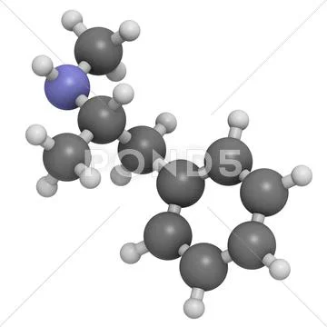 Methamphetamine (crystal, meth) psychostimulant drug, molecular model ...