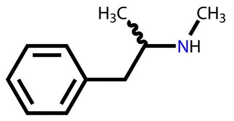 Methamphetamine structural formula Ilustración de archivo