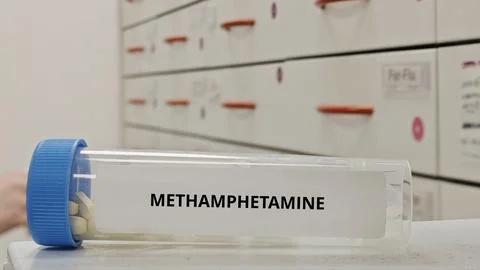 METHAMPHETAMINE tablets used as stimulant for severe ADHD and narcolepsy 库存照片