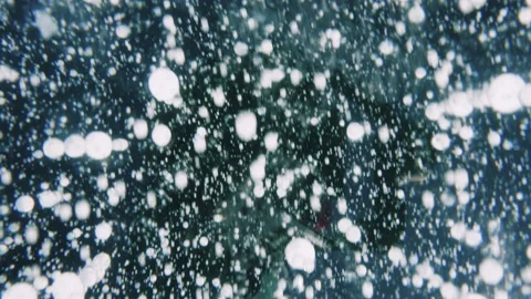 Methane Bubbles in Ice at Baikal Lake in Russia in Winter Stock Footage 151647008