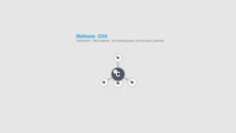 Methane CH4 Ball And Stick Model Animation Labeled Alpha 4K Vídeos de archivo 339310511
