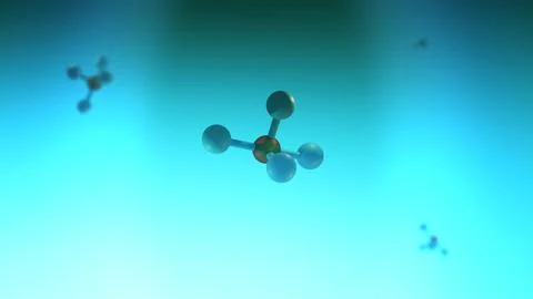 Methane CH4 Molecule floating in Cinematic Biological Level0 Stock Illustration