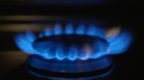 Methane gas fire kitchen close up Stock Photos