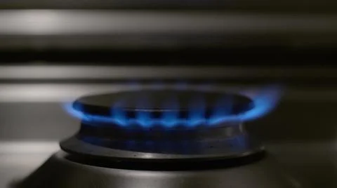 Methane gas fire kitchen close up Stock Photos