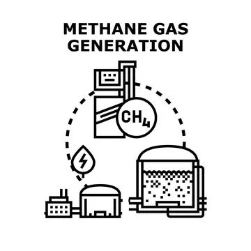 Methane gas generation producing cleaner energy process Stock Illustration