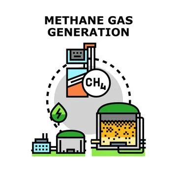 Methane gas generation producing cleaner energy process Stock Illustration