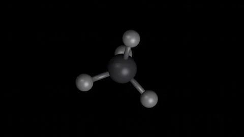 Methane molecule rotating 3D model, 4K scientific visualization loop Vídeos de archivo 344702047