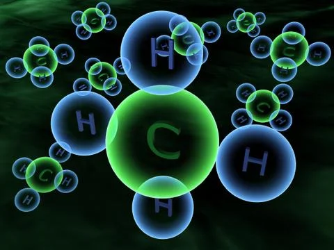 Methane molecules - 3D Stock Illustration