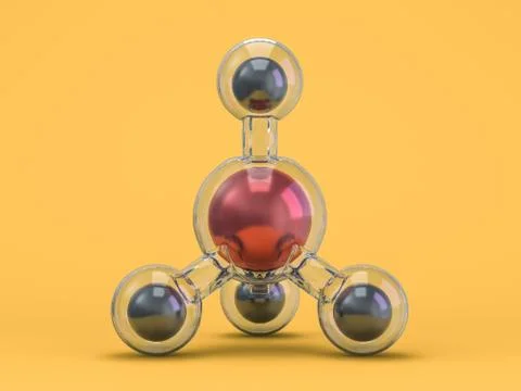 Methane Molecules Background. 3D rendering Stock Photos