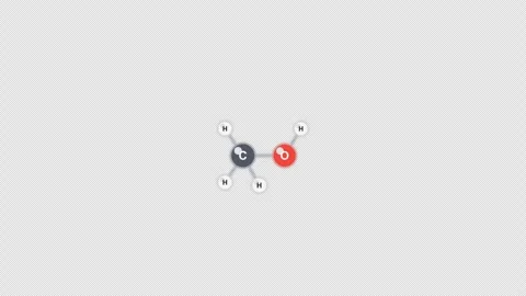 Methanol CH3OH Ball And Stick Model Animation Clean No Text Alpha 4K 스톡 동영상 339310449