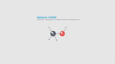 Methanol CH3OH Ball And Stick Model Animation Labeled Alpha 4K Stock-Footage 339310484