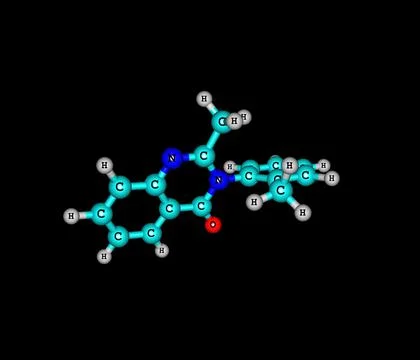 Methaqualone molecular structure isolated on black Stock Illustration