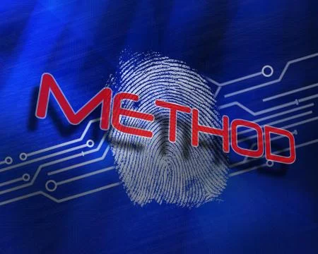 Method against fingerprint on digital blue background Stock Illustration