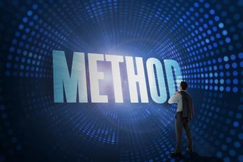 Method against futuristic dotted blue and black background Stock Illustration
