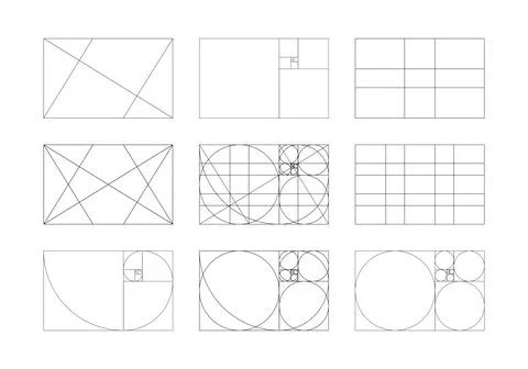 Method golden section. Harmony proportions logotype. Stock Illustration