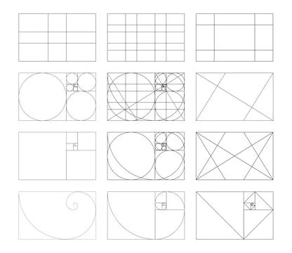 Method golden section template. Fibonacci array, numbers. Stock-Illustration
