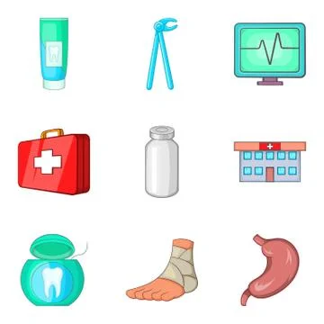 Method of processing icons set, cartoon style イラスト素材